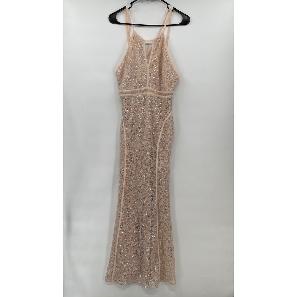 LULUS Exclusive Dazzle Me Pale Blush‎ Lace Maxi Dress Medium